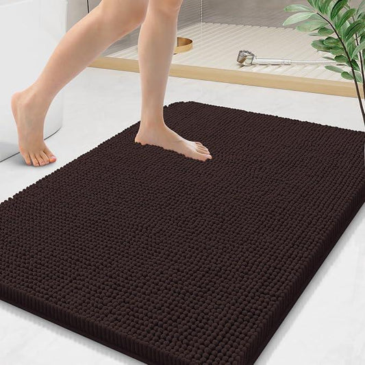 Arotive Bathroom Rugs 36x24, Extra Soft Absorbent Shaggy Chenille Bath Rugs, Machine Washable Rubber Backing Non-Slip Bath Mats for Bathroom Floor Tub and Shower, Home Decor Accessories, Brown - ModernBath