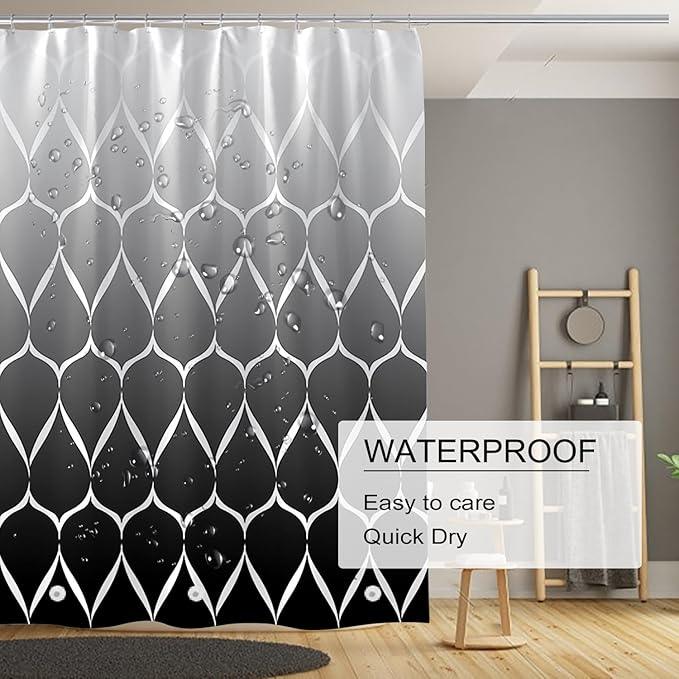 TIKABC Shower Curtain Liner, 4G PEVA Shower Liner, Plastic Waterproof Shower Curtains, with Grommet Holes and 3 Magnetic Weights(Gradient Black Gird) - ModernBath