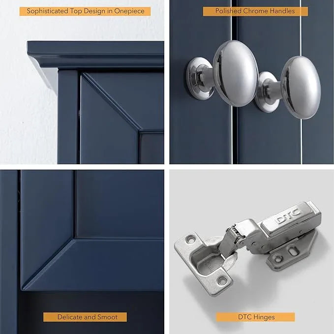 Bathroom Wall Cabinet Navy Blue Over Toilet Storage Cabinets 24x30 in Above Toilet Wood Medicine Cabinets Wall Mounted Bathroom Cabinet with 2 Door & Adjustable Shelf - ModernBath