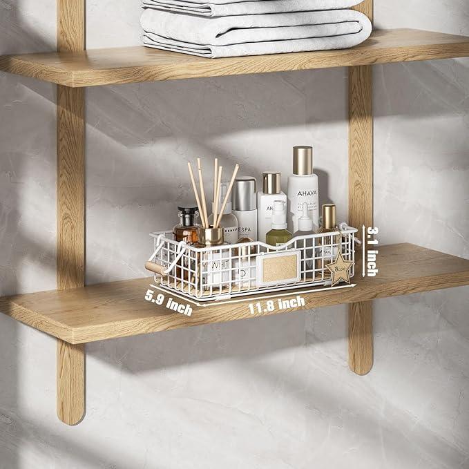 Bathroom Organizer Basket with Handle, Bathroom Decor Organizer - Bathroom Organizers and Storage - Exquisite Vanity Organizer for Skincare - Bathroom Counter Tray for Organizing - White - ModernBath