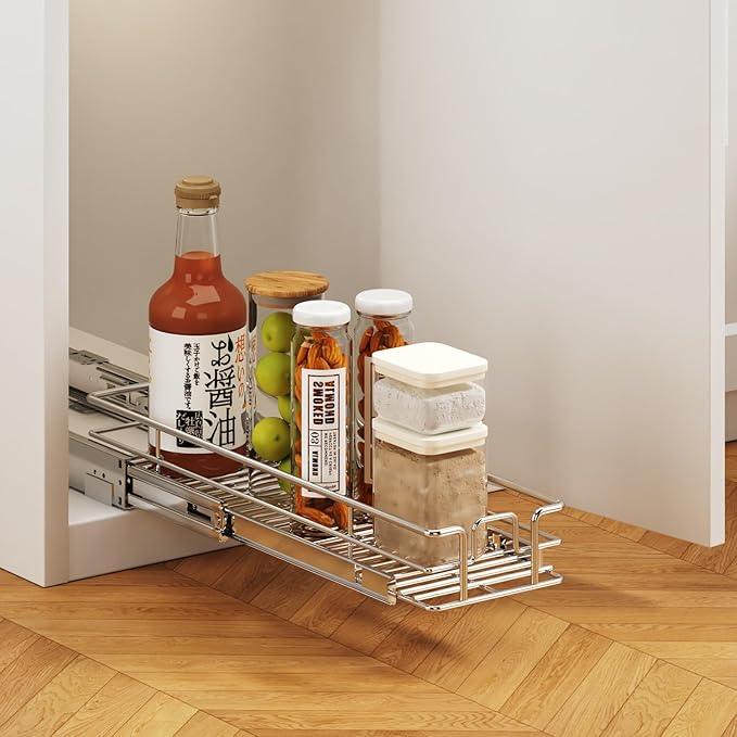 Pull Out Cabinet Organizer 5½" W x 21½" D, Heavy Duty Cabinet Pull Out Shelves, Slide Out Drawers Organization for Kitchen Cabinets Bathroom - ModernBath