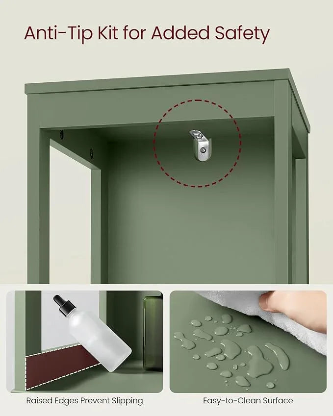 VASAGLE Storage Cabinet, Storage Organizer Rack Stand for Bathroom, Living Room, Bedroom, Multifunctional Corner Unit, 2 Drawers, 55.7 Inches in Height, Forest Green UBBC066C01 - ModernBath