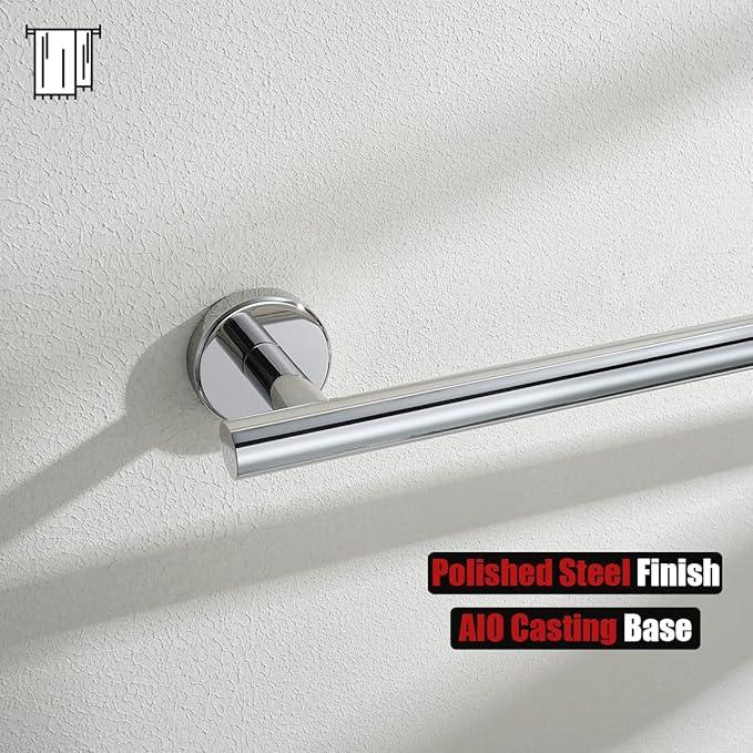 JQK Chrome Towel Bar, 12 Inch 304 Stainless Steel Thicken 0.8mm Towel Rack Bathroom, Towel Holder Polished Finished Wall Mount, Useable Length 9 Inch, TB110L9-CH - ModernBath