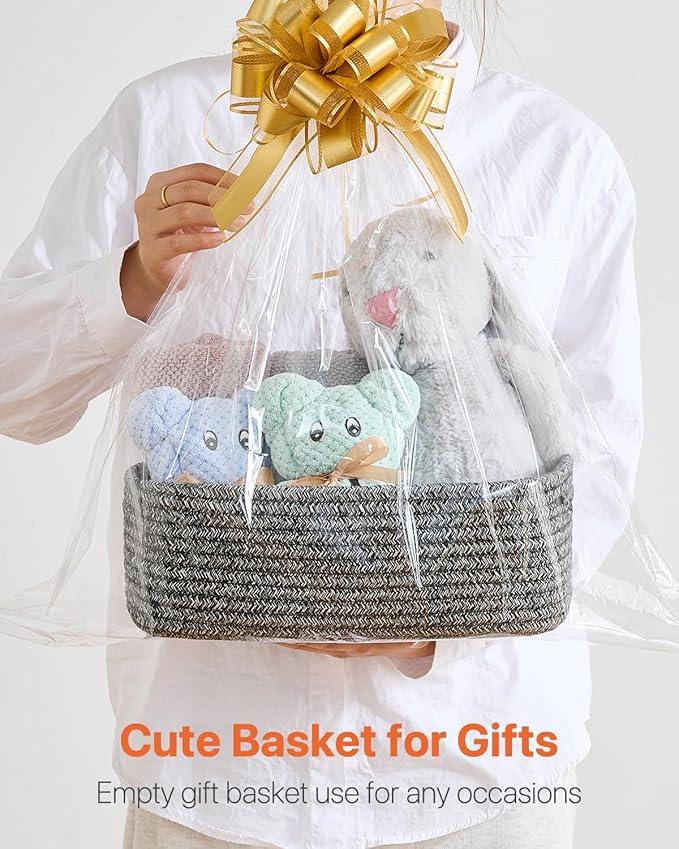 Small Woven Basket, 12 x 8 x 4.5 Inches, Storage Basket for Organizing, Cute Small Rope Shelf Closet Cube Storage Bins Baskets for Shelves, Dog Toy Gift Baskets Empty, 3 Pack Mixed Black - ModernBath