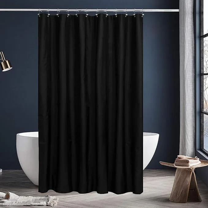 N&Y HOME Fabric Shower Curtain or Liner with Weighted Magnets - Hotel Quality Opaque Black Shower Curtain for Bathroom, Machine Washable, Water Repellent - Black, 72x72 - ModernBath
