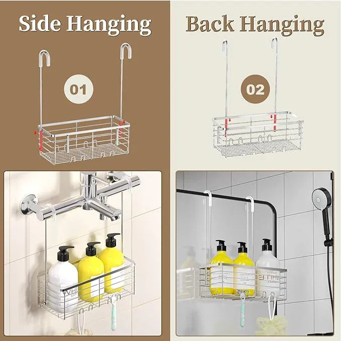 DELLAN Hanging Shower Organizer, Shower Rack with Hooks Over the Door, Bathroom Shower Caddy and Basket - ModernBath