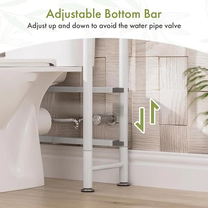 AmazerBath Bamboo Over The Toilet Storage Shelf, 2-Tier Over Toilet Bathroom Organizer Rack, Bathroom Shelves Over Toilet Space Saver, White - ModernBath