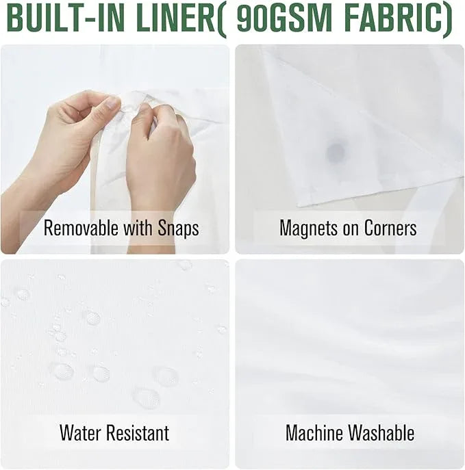 Yiatn No Hook Ivory Stall Size Shower Curtain with Snap in Fabric Liner Set - Hotel Style with See Through Mesh Top Window, Modern Geometric Waterdrop Design,Waterproof and Washable, 54x80 INCH - ModernBath