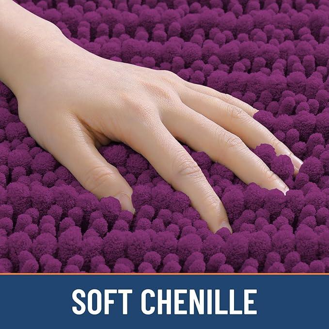 Smiry Bathroom Rugs Mat 30x20, Extra Soft Absorbent Chenille Bath Rugs, Non Slip Rubber Backing Machine Washable Quick Dry Bath Mats for Bathroom Floor, Tub, Shower, Home Decor Accessories, Violet - ModernBath