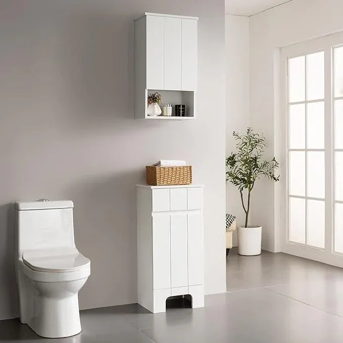 Bathroom Wall Cabinet with Single Door, Soft-Close Hinges, 15x27 inch Wooden Medicine Cabinet for Small Kitchen, Laundry, Entryway, Durable MDF Construction - ModernBath