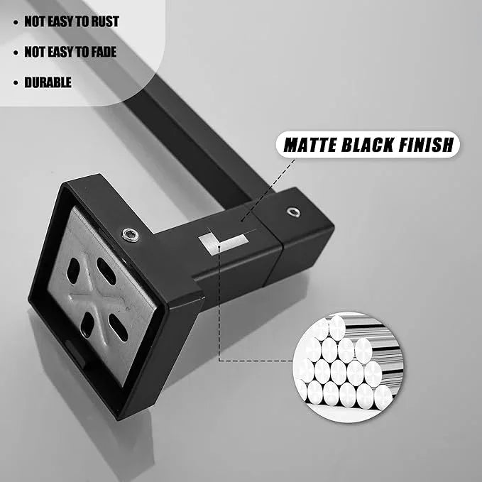 BigBig Home Black Toilet Paper Holder Towel Ring, Matte Black Toilet Roll Holder Hand Towel Holder, Modern Towel Holder for Bathroom Wall Mounted Double Post Toilet Tissue Holder 2 Pieces Set - ModernBath