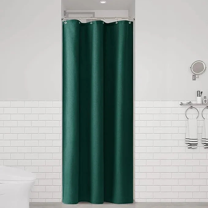 Naturoom Dark Green 36 Inch Shower Curtain - Stall Narrow Half Linen Ultra Thick Fabric Shower Curtain Set with Hooks, Boho Farmhouse Rustic RV Camper Bath Curtains for Bathroom, 36x72 - ModernBath