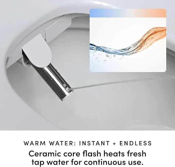TUSHY Cloud Electronic Bidet Heated Toilet Seat | Instant Warm Water, Adjustable Air Dryer, Soft Close Lid and Seat & Night Light (Self Cleaning Nozzle and Water Filter), Elongated - ModernBath