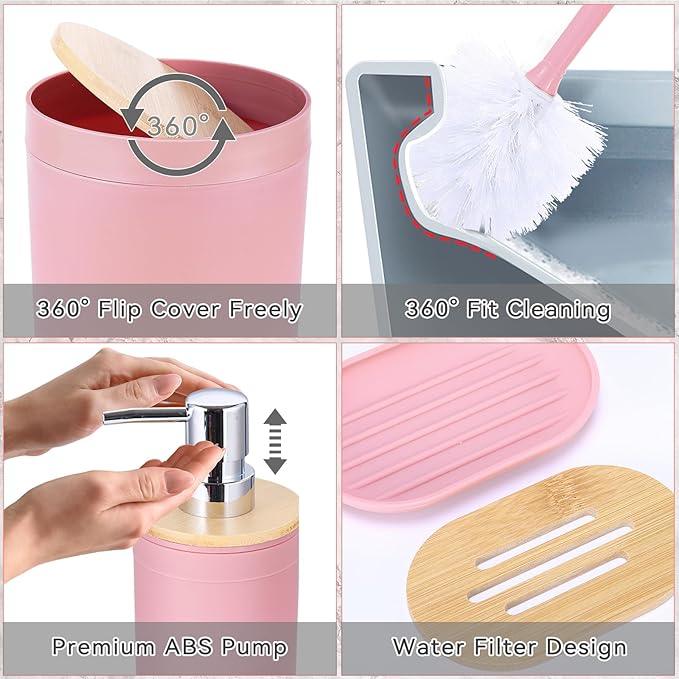 iMucci Bathroom Accessories Bathroom Sets with Shower Curtain, Bath Towel Set, Trash Can, Toilet Brush, Soap Dispenser, Bathroom Accessories Set Complete - ModernBath