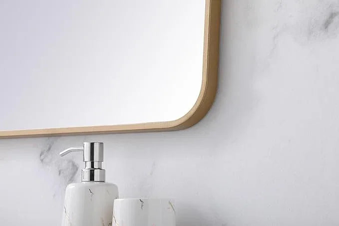 ARS Concepts Aura, Soft Corner Metal Rectangular Mirror 36X40 Inch in, Modern, Brass - ModernBath