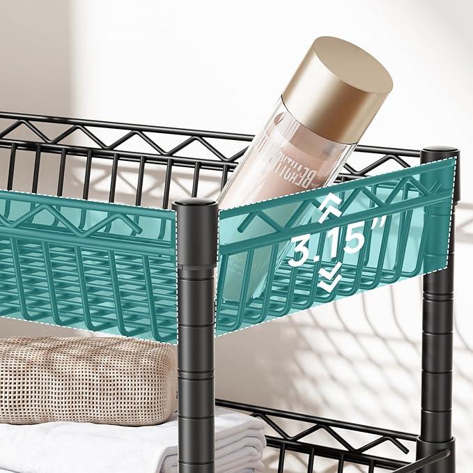 SINGAYE Shelf Closet Wire Shelving：Adjustable Metal Unit for Laundry Room Organization Bathroom Kitchen Home Storage with Wheels Pantry Rack Shelves - ModernBath