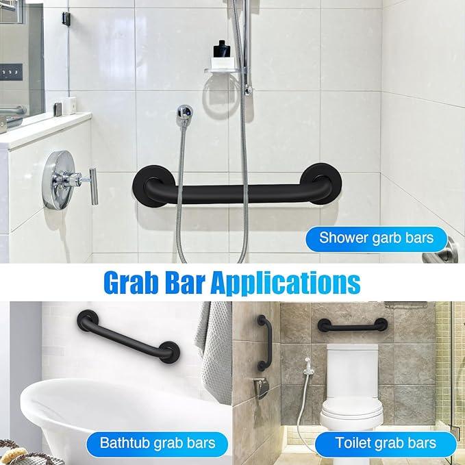 ROTHLEY 18 Inch Grab Bar for Bathtubs and Showers: Stainless Steel Shower Grab Bar Wall Mounted Shower Handle with Concealed Screws for Toilet Assistance (Matte Black) - ModernBath