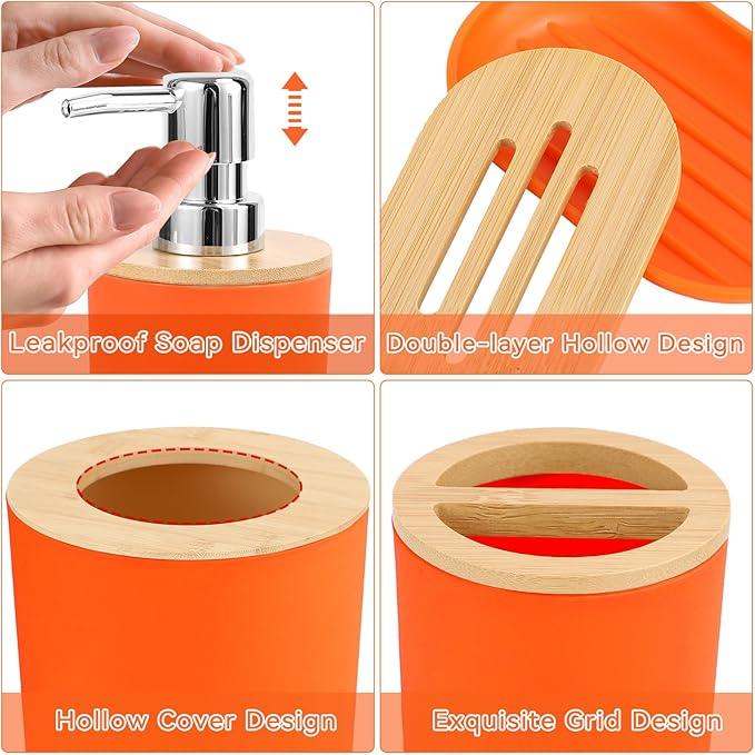 SLDIYWOW Orange Bathroom Accessories Set, Bathroom Sets with Shower Curtain and Rugs for Home Decor/Housewarming - ModernBath