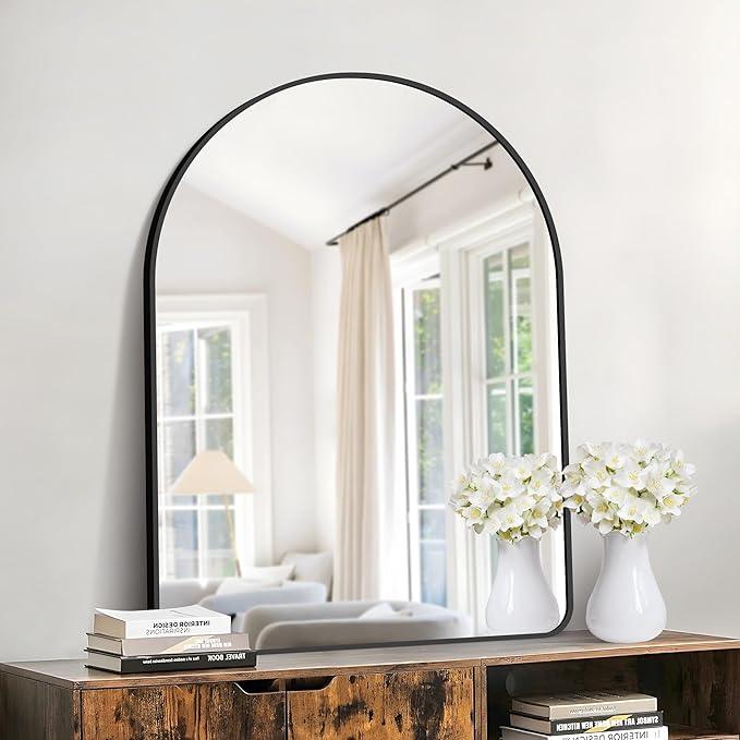 GLASHOM 30"x40" Black Arched Mirrors for Bathroom, Wall Mounted Mirror, Aluminum Alloy Brushed Framed Wall Mirror, Anti-Rust, Large Mirror for Over Sink, Bedroom, Entryway (Vertical) - ModernBath