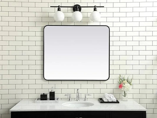 ARS Concepts Aura, Soft Corner Metal Rectangular Mirror 30X36 Inch in, Modern, Black - ModernBath