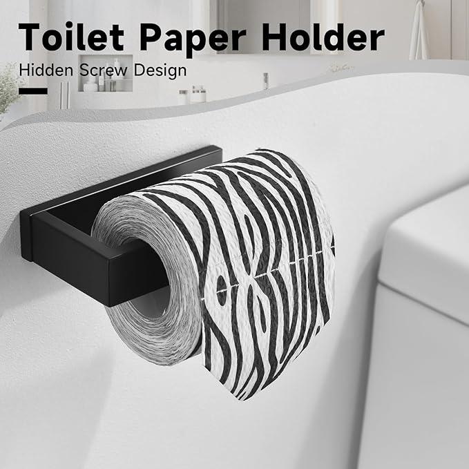 TNOMS Black Towel Bar Set, 5-Pieces Bathroom Hardware Set,23.6 Inch Towel Rack Set Stainless Steel Towel Holder Set Wall-Mounted Bathroom Accessories - ModernBath