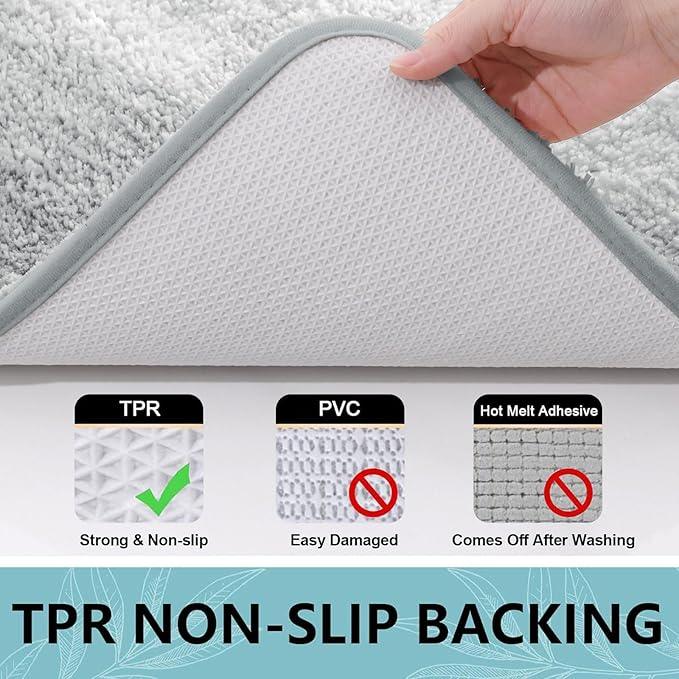 Arotive Microfiber Bathroom Rugs, Shaggy Soft and Absorbent Bath Rug, Non-Slip, Thick Plush Machine Washable Dry Bath Mats for Bathroom, Tub and Shower, 47x24, Light Grey, Rectangular - ModernBath
