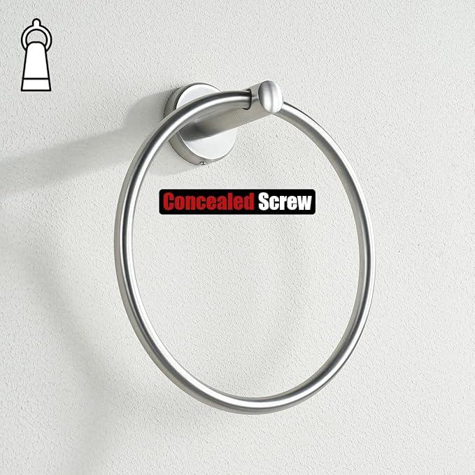 JQK Towel Ring, 304 Stainless Steel Hand Towel Holder for Bathroom, Brushed Finished Wall Mount, TR130-BN - ModernBath
