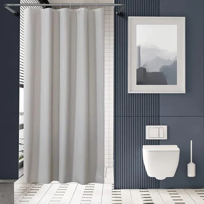 AmazerBath Stall Shower Curtain 36x72, Heavy Duty Plastic, Grey with 2 Weighted Stones and 6 Grommet Holes - ModernBath