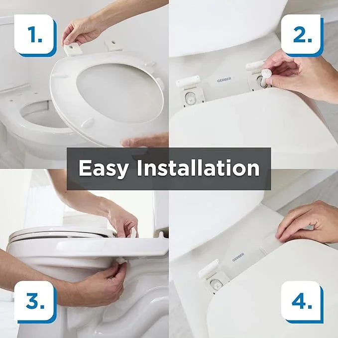 Gerber Round Front Toilet Seat with Cover, Standard Close, Quick & Easy Install, Heavy-Duty Plastic, Durable & Fade-Resistant, White GC55012043 - ModernBath