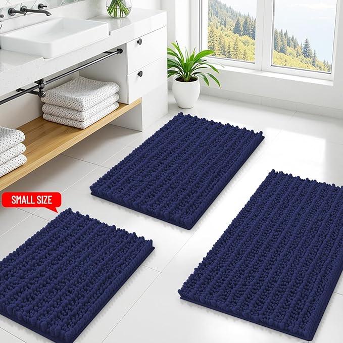 Smiry Bathroom Rugs Mat 36x24, Extra Soft Absorbent Chenille Bath Rugs, Non Slip Rubber Backing Machine Washable Quick Dry Bath Mats for Bathroom Floor, Tub, Shower, Home Decor Accessories, Deep Blue - ModernBath