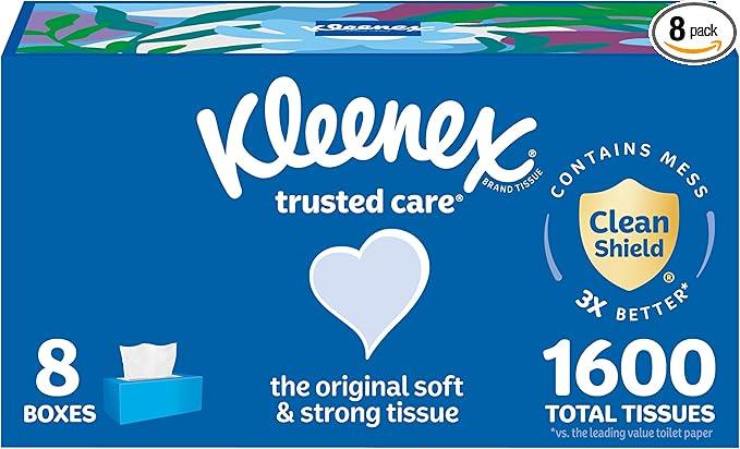 Kleenex Trusted Care Facial Tissues, 8 Flat Boxes, 200 Tissues per Box, 2-Ply, Packaging May Vary - ModernBath