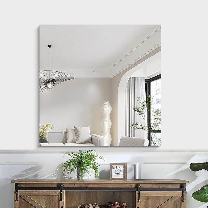 KOCUUY Large Frameless Mirror,36x36 Inch Square Bathroom Vanity Mirror for Over Sink, Upgraded Shatterproof Unframed Design for Bedroom, Living Room, Entryway - ModernBath