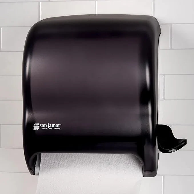 San Jamar Classic Element Paper Towel Dispenser Wall-Mounted Commercial Roll Dispenser, Fits All Core Sizes with Lever for Bathroom, Kitchens, and Restaurants, Plastic, Universal Paper, Black Pearl - ModernBath
