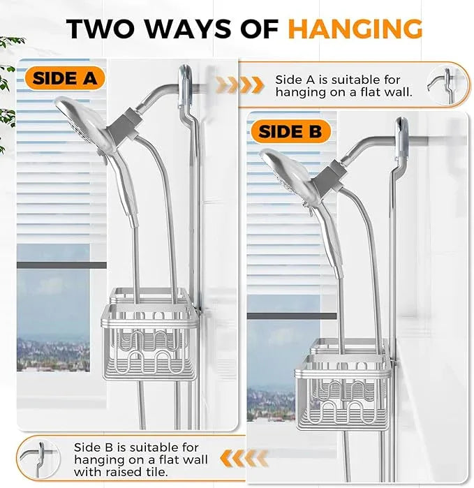 REINHARDT Aluminum Shower Caddy Hanging Adjustable Shower Caddy, Rustproof Hanging Shower Organizer with Hooks Soap Holders, Over Shower Head Caddy for Handheld Showerhead, Silver - ModernBath