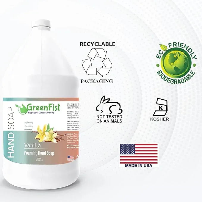 GreenFist Foaming Hand Soap Refills Vanilla Scent Jug Foam Refill Made in USA, 128 ounce (1 Gallon) - ModernBath