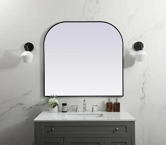 Illuminate, Metal Frame Arch Mirror 40X38 Inch in, Modern, Black - ModernBath