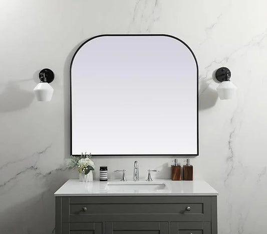 Illuminate, Metal Frame Arch Mirror 40X38 Inch in, Modern, Black - ModernBath