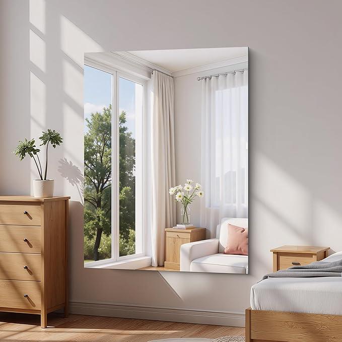 KOCUUY Large Frameless Mirror, 55"x40" Bathroom Mirror for Over Sink, Upgraded Shatterproof, Large Rectangle Unframed Mirror for Wall, Bedroom, Living Room, Entryway, Hang Horizontal/Vertical - ModernBath