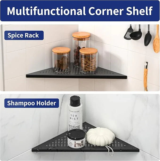 Corner Shower Shelves, 12" Matte Black 304 Stainless Steel Recessed Shelf for Bathroom, Grout in Shelf for Tiled Wall, 2 Pack Large Size - ModernBath