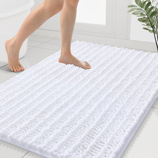 Smiry Bathroom Rugs Mat 40x32, Extra Soft Absorbent Chenille Bath Rugs, Non Slip Rubber Backing Machine Washable Quick Dry Bath Mats for Bathroom Floor, Tub, Shower, Home Decor Accessories, White - ModernBath