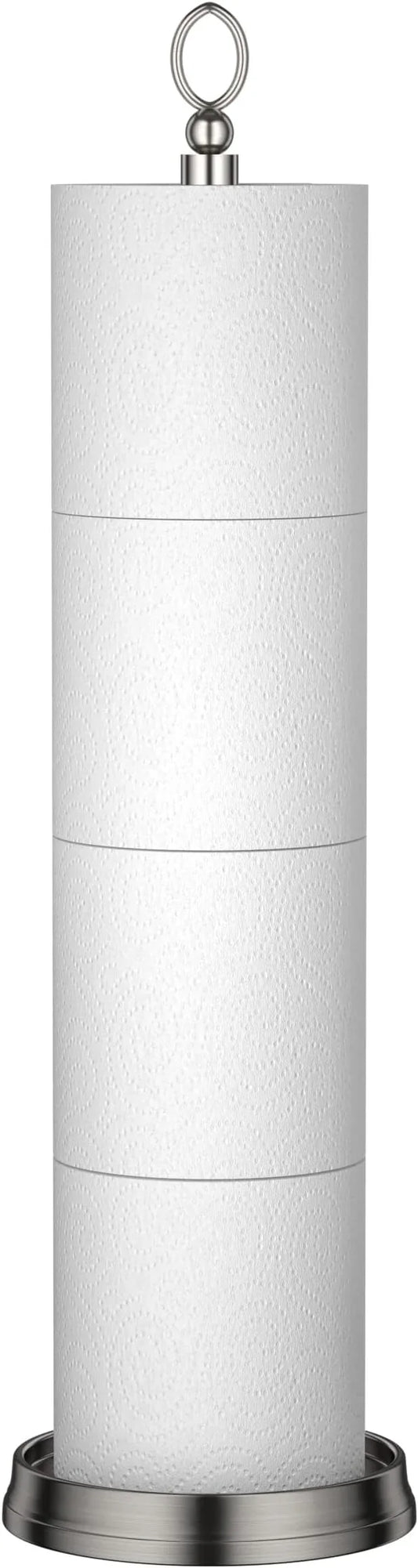 Heavy Weighted Toilet Paper Holder (with Reserve Function) Free Standing Toilet Paper Storage，Spare Toilet Paper Roll Holder Storage Stand for Bathroom Total Height 22.5" ，Brushed Nickel - ModernBath