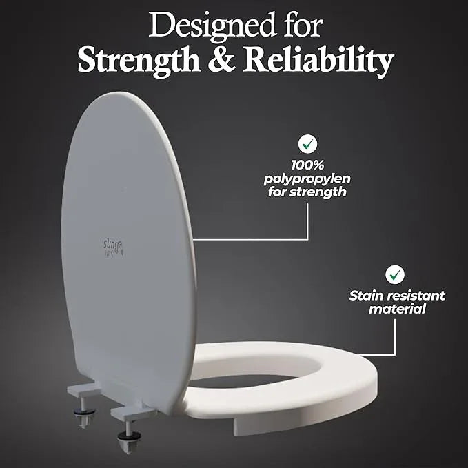 Safe Buns Round Toilet Seat - Patented Dual Lock Rims with Four Slip-Resistant Bumpers - Soft Close Toilet Seat with 100% Polypropylene for Durability - Easy Clean & Universal Fit for all Toilets - ModernBath