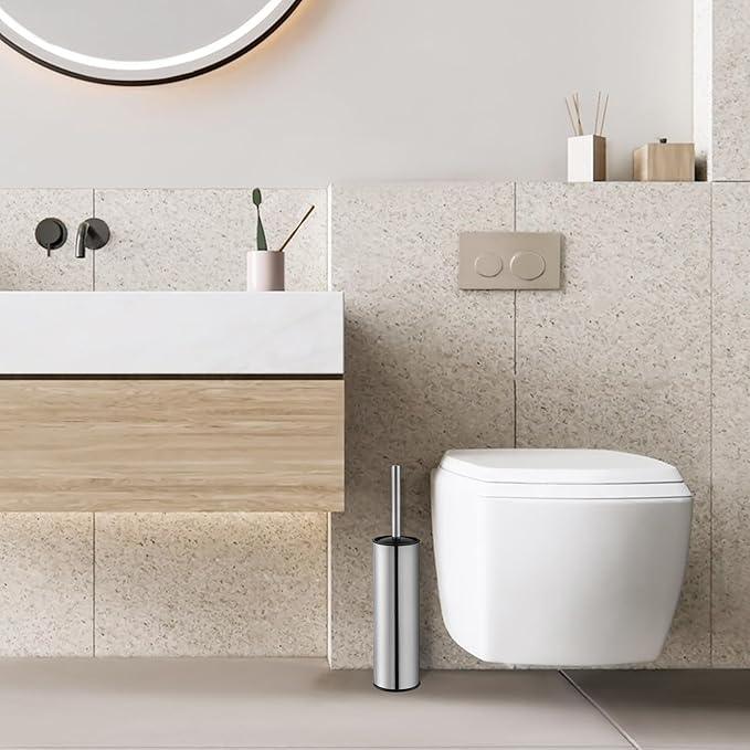 BGL Chrome Toilet Brush and Holder,Stainless Steel Toilet Brushes for Bathroom with Holder - ModernBath