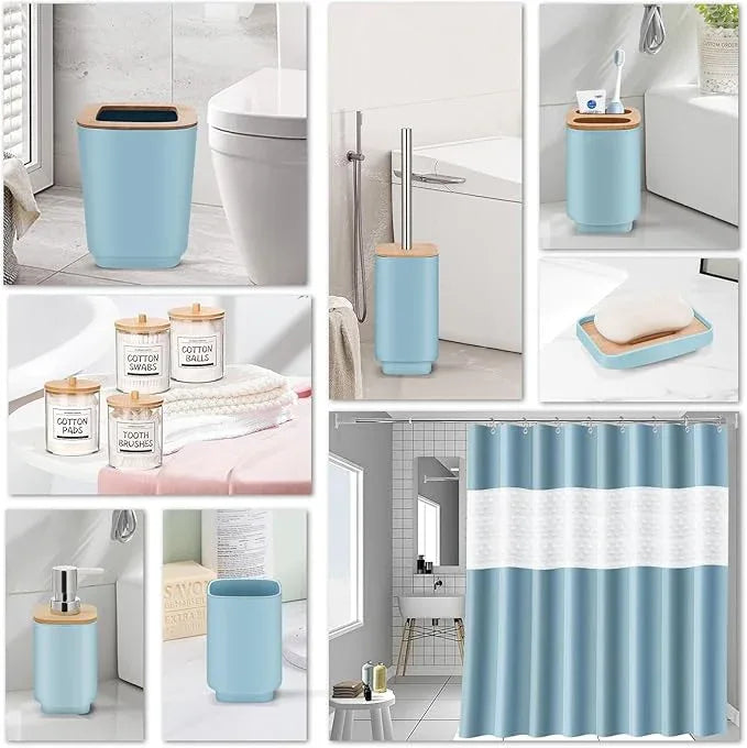 IMAVO Bathroom Accessories Set,Blue Bathroom Set,11 Pieces Bathroom Accessory Set,Trash Can for Bathroom Accessories Décor and Housewarming Gifts - ModernBath