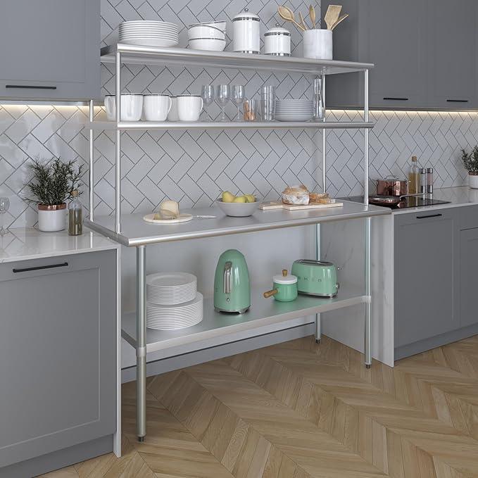 AmGood Double OverShelf Stainless Steel NSF - Many (60" Long x 18" Deep) - ModernBath