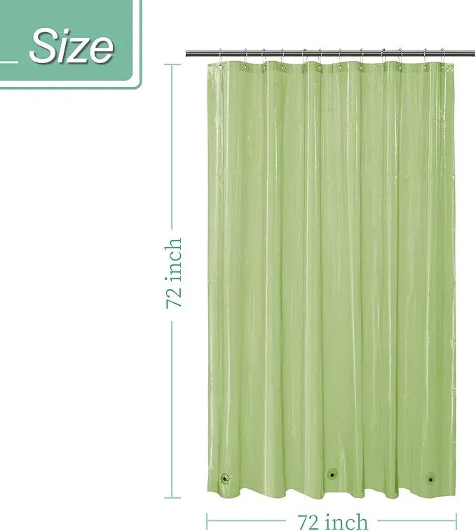 Mrs Awesome Clear Green Shower Curtain Liner with 3 Magnets, 72x72 Premium Flexible Sturdy Plastic Shower Curtain for Bathroom Waterproof, Clear Green - ModernBath