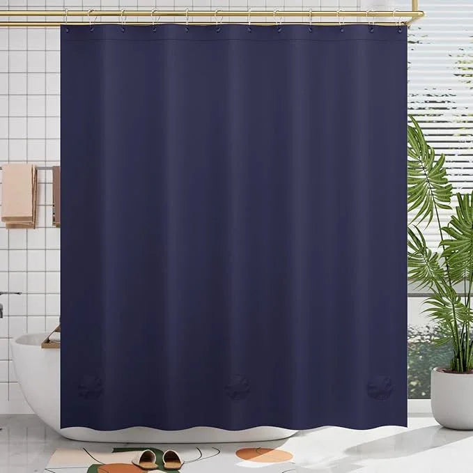 AmazerBath Navy Blue Shower Curtain, Thick PEVA, Heavy Duty Waterproof 72x72 with 3 Weighted Stones and 12 Grommets - ModernBath