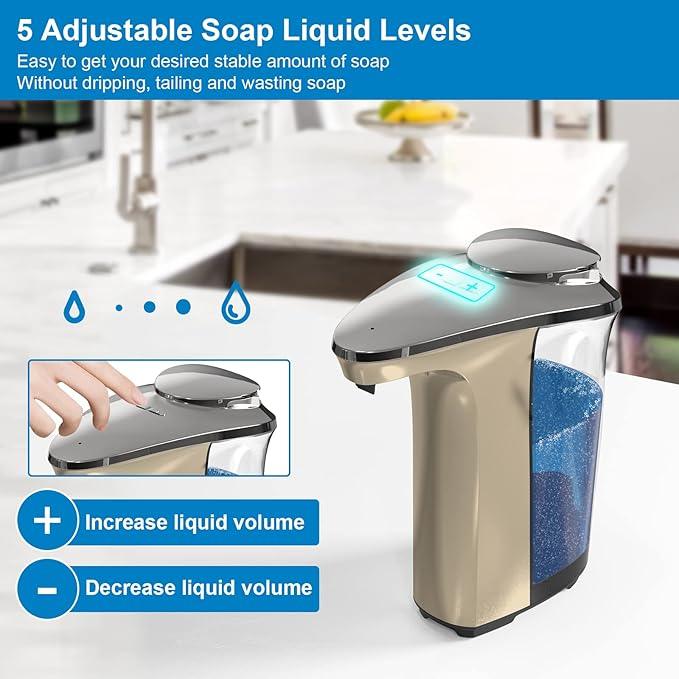 PZOTRUF Automatic Soap Dispenser, Touchless Dish soap Dispenser 17oz/500ml with Upgraded Infrared Sensor, 5 Adjustable Soap Dispensing Levels, Liquid Hand soap Dispenser for Bathroom & Kitchen - ModernBath