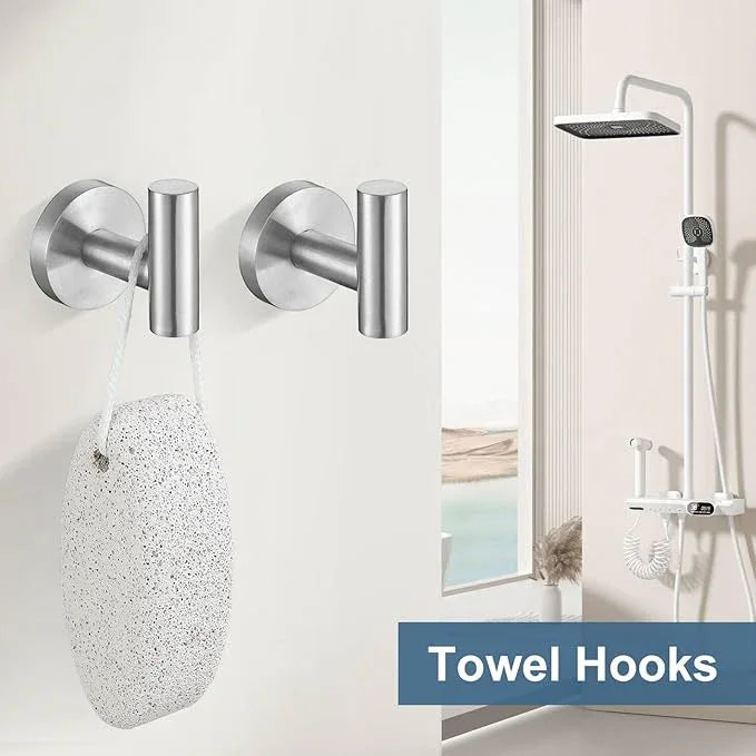 Brushed Nickel Bathroom Hardware Accessories Set, 5 Pieces Round Towel Bar Set Toilet Paper Holder Towel Rail Set for Bathroom Stainless Steel Wall Mounted Bathroom Set,23.6 in - ModernBath