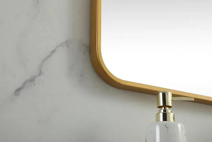 ARS Concepts Aura, Soft Corner Metal Square Mirror 30X30 Inch in, Modern, Brass - ModernBath
